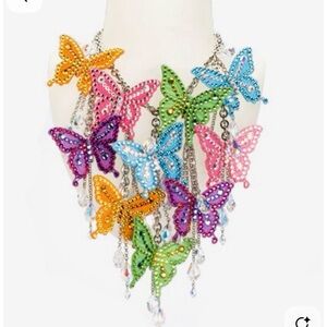 Tarina Tarantino Multicolor Crystal Butterfly Statement Necklace